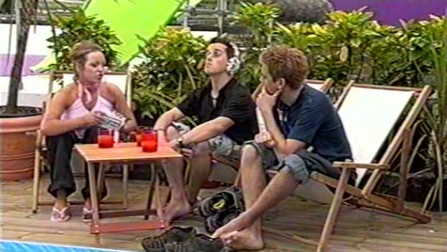 Dick and Dom Barefoot by the pool